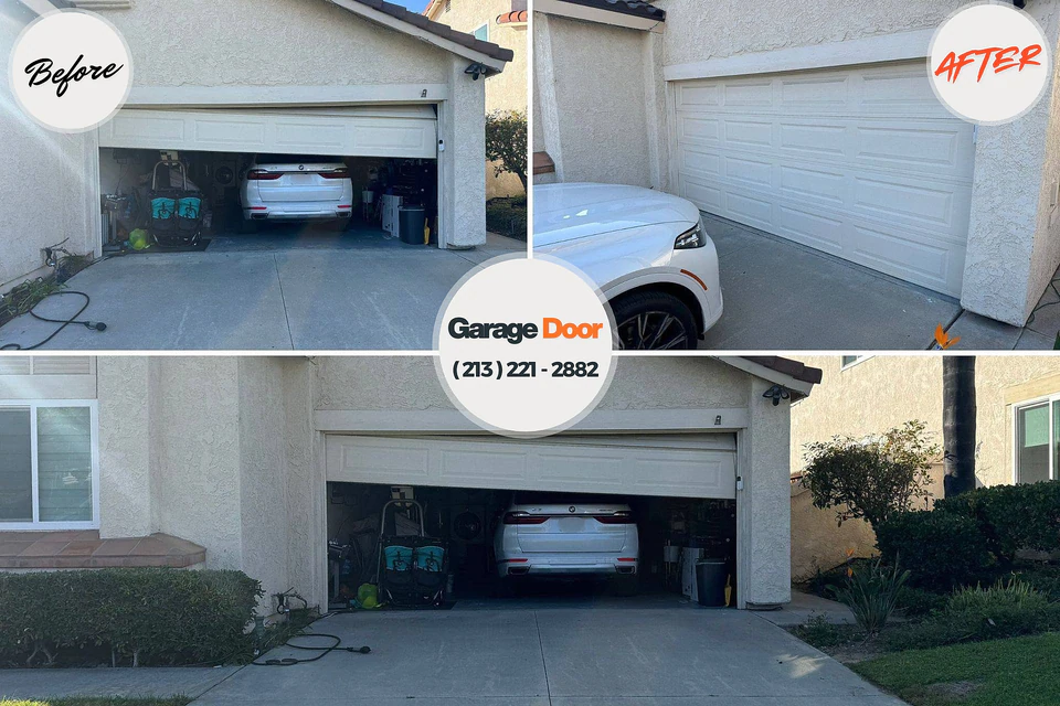 Before and after: garage door repair Bacliff, TX